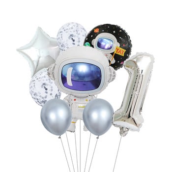 9 τμχ Outer Space Party Αστροναύτης Αριθμός Balloon Rocket Foil Balloons Galaxy Θέμα Αγόρι Παιδική διακόσμηση πάρτι γενεθλίων Helium Globos