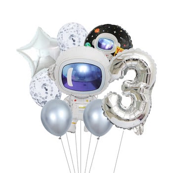 9 τμχ Outer Space Party Αστροναύτης Αριθμός Balloon Rocket Foil Balloons Galaxy Θέμα Αγόρι Παιδική διακόσμηση πάρτι γενεθλίων Helium Globos