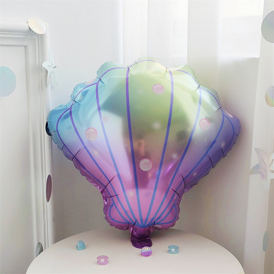 Tema sirenelor desene animate coadă de pește coajă din film de aluminiu balon bebeluș primii copii ziua de naștere prințesa ocean decorațiuni de petrecere