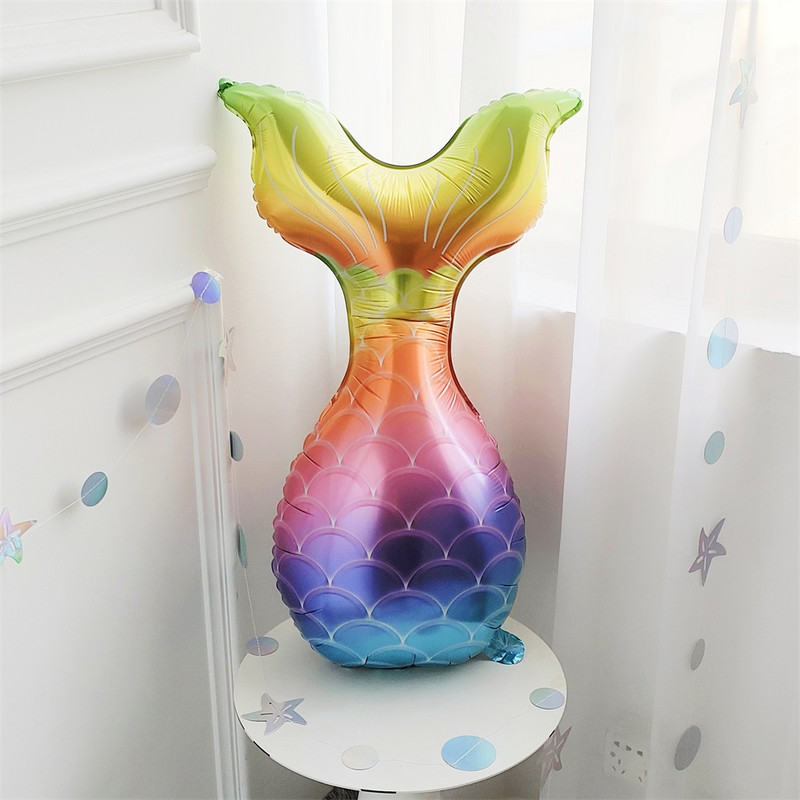 Tema sirenelor desene animate coadă de pește coajă din film de aluminiu balon bebeluș primii copii ziua de naștere prințesa ocean decorațiuni de petrecere