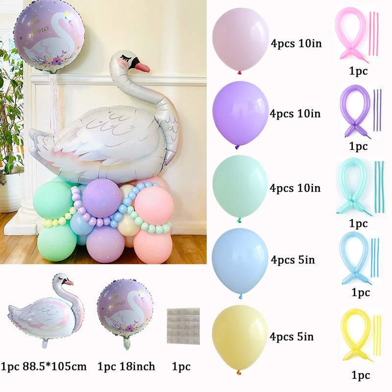 1 készlet nagy fehér hattyú flamingó lufi Macaron rózsaszín kék zöld latex golbos boldog születésnapi partihoz esküvői dekoráció gyerekjáték