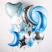 1 komplekts zila rozā mēness zvaigzne hēlija folijas baloni kāzu dzimšanas dienas ballīte globusi bērnu duša bērniem rotaļlietas jaungada Ziemassvētku rotājumi
