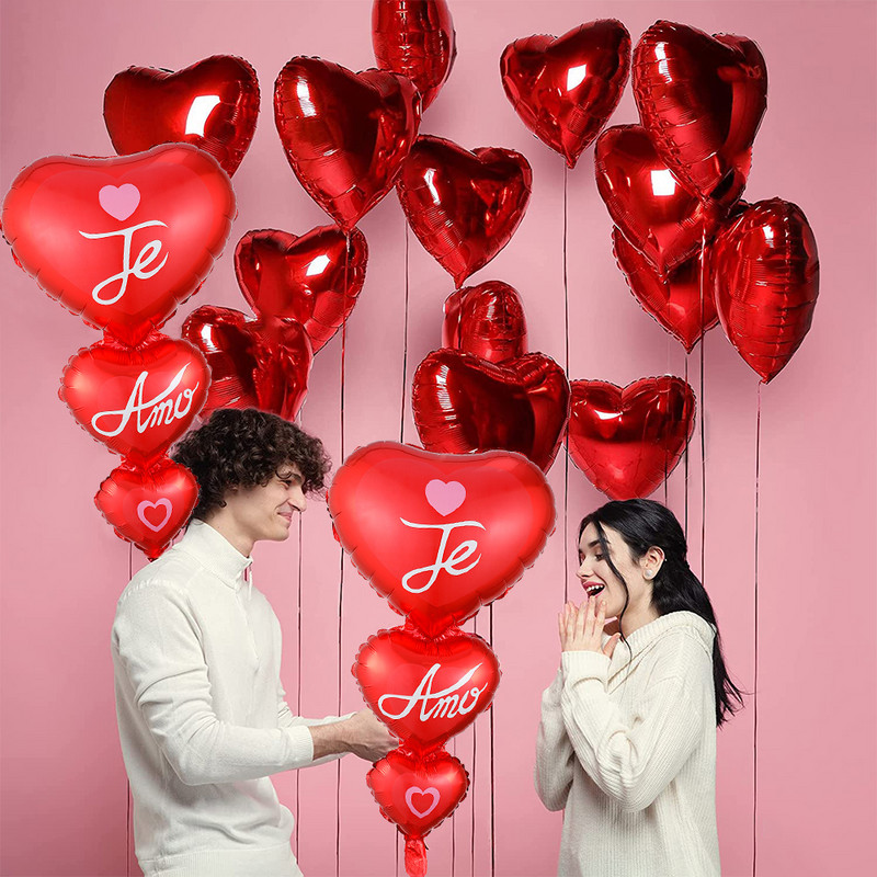 Sarkana sirds romantiska Priecīgu Valentīna dienu es tevi mīlu spāņu Te Amo folija balons kāzu gadadiena piedāvājums vienošanās dekors