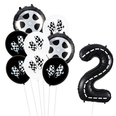 9 τμχ Θέμα αγωνιστικού αυτοκινήτου Τροχοί 18 ιντσών Μπαλόνια ηλίου Αριθμός πίστας Φίλ Μπαλόνια Αθλητικές εκδηλώσεις Διακόσμηση πάρτι για ντους γενεθλίων