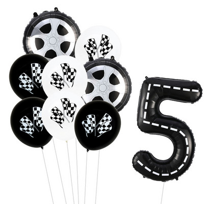 9 τμχ Θέμα αγωνιστικού αυτοκινήτου Τροχοί 18 ιντσών Μπαλόνια ηλίου Αριθμός πίστας Φίλ Μπαλόνια Αθλητικές εκδηλώσεις Διακόσμηση πάρτι για ντους γενεθλίων