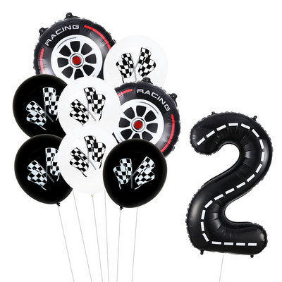 9 τμχ Θέμα αγωνιστικού αυτοκινήτου Τροχοί 18 ιντσών Μπαλόνια ηλίου Αριθμός πίστας Φίλ Μπαλόνια Αθλητικές εκδηλώσεις Διακόσμηση πάρτι για ντους γενεθλίων