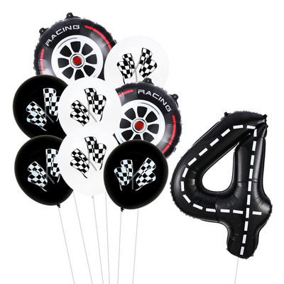 9 τμχ Θέμα αγωνιστικού αυτοκινήτου Τροχοί 18 ιντσών Μπαλόνια ηλίου Αριθμός πίστας Φίλ Μπαλόνια Αθλητικές εκδηλώσεις Διακόσμηση πάρτι για ντους γενεθλίων