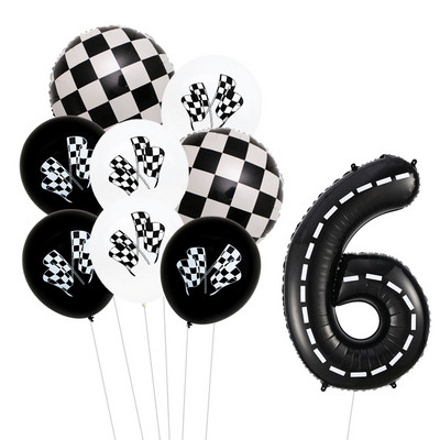 9 τμχ Θέμα αγωνιστικού αυτοκινήτου Τροχοί 18 ιντσών Μπαλόνια ηλίου Αριθμός πίστας Φίλ Μπαλόνια Αθλητικές εκδηλώσεις Διακόσμηση πάρτι για ντους γενεθλίων
