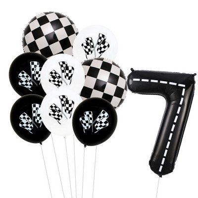 9 τμχ Θέμα αγωνιστικού αυτοκινήτου Τροχοί 18 ιντσών Μπαλόνια ηλίου Αριθμός πίστας Φίλ Μπαλόνια Αθλητικές εκδηλώσεις Διακόσμηση πάρτι για ντους γενεθλίων