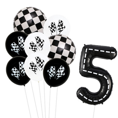 9 τμχ Θέμα αγωνιστικού αυτοκινήτου Τροχοί 18 ιντσών Μπαλόνια ηλίου Αριθμός πίστας Φίλ Μπαλόνια Αθλητικές εκδηλώσεις Διακόσμηση πάρτι για ντους γενεθλίων