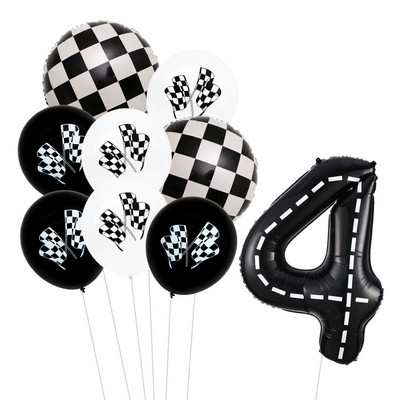 9 τμχ Θέμα αγωνιστικού αυτοκινήτου Τροχοί 18 ιντσών Μπαλόνια ηλίου Αριθμός πίστας Φίλ Μπαλόνια Αθλητικές εκδηλώσεις Διακόσμηση πάρτι για ντους γενεθλίων