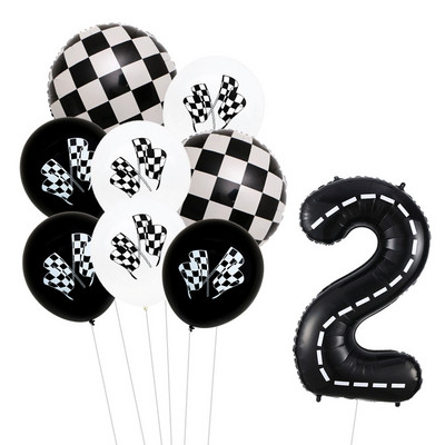 9 τμχ Θέμα αγωνιστικού αυτοκινήτου Τροχοί 18 ιντσών Μπαλόνια ηλίου Αριθμός πίστας Φίλ Μπαλόνια Αθλητικές εκδηλώσεις Διακόσμηση πάρτι για ντους γενεθλίων