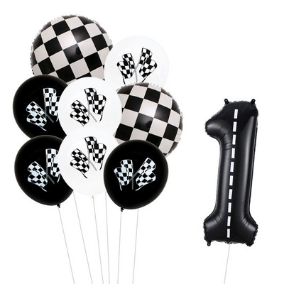 9 τμχ Θέμα αγωνιστικού αυτοκινήτου Τροχοί 18 ιντσών Μπαλόνια ηλίου Αριθμός πίστας Φίλ Μπαλόνια Αθλητικές εκδηλώσεις Διακόσμηση πάρτι για ντους γενεθλίων