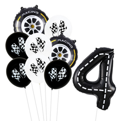 9 τμχ Θέμα αγωνιστικού αυτοκινήτου Τροχοί 18 ιντσών Μπαλόνια ηλίου Αριθμός πίστας Φίλ Μπαλόνια Αθλητικές εκδηλώσεις Διακόσμηση πάρτι για ντους γενεθλίων