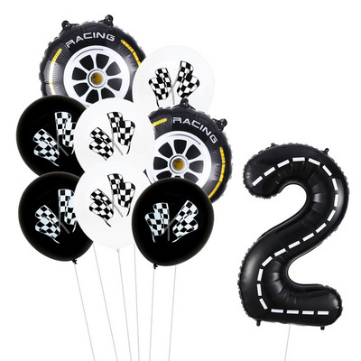 9 τμχ Θέμα αγωνιστικού αυτοκινήτου Τροχοί 18 ιντσών Μπαλόνια ηλίου Αριθμός πίστας Φίλ Μπαλόνια Αθλητικές εκδηλώσεις Διακόσμηση πάρτι για ντους γενεθλίων
