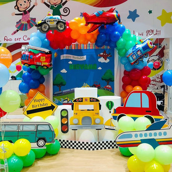 10 τμχ Cartoon Cartoon Film Balloons Aluminium Train Fire Truck Tank Submarine Motorboat Balloon Birthday Party Baby Shower Decoration
