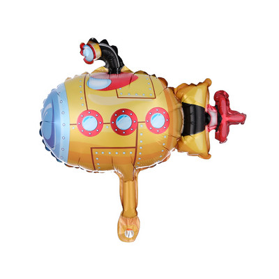 10 бр. Карикатура Автомобил Алуминиево фолио Балони Влак Пожарна кола Танк Подводница Моторна лодка Балон Парти за рожден ден Декорация за бебешки душ