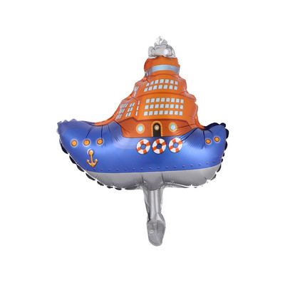 10 бр. Карикатура Автомобил Алуминиево фолио Балони Влак Пожарна кола Танк Подводница Моторна лодка Балон Парти за рожден ден Декорация за бебешки душ