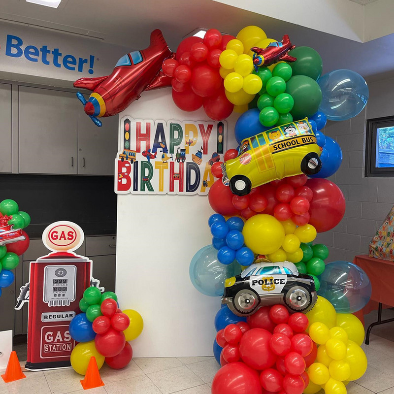 10 бр. Карикатура Автомобил Алуминиево фолио Балони Влак Пожарна кола Танк Подводница Моторна лодка Балон Парти за рожден ден Декорация за бебешки душ