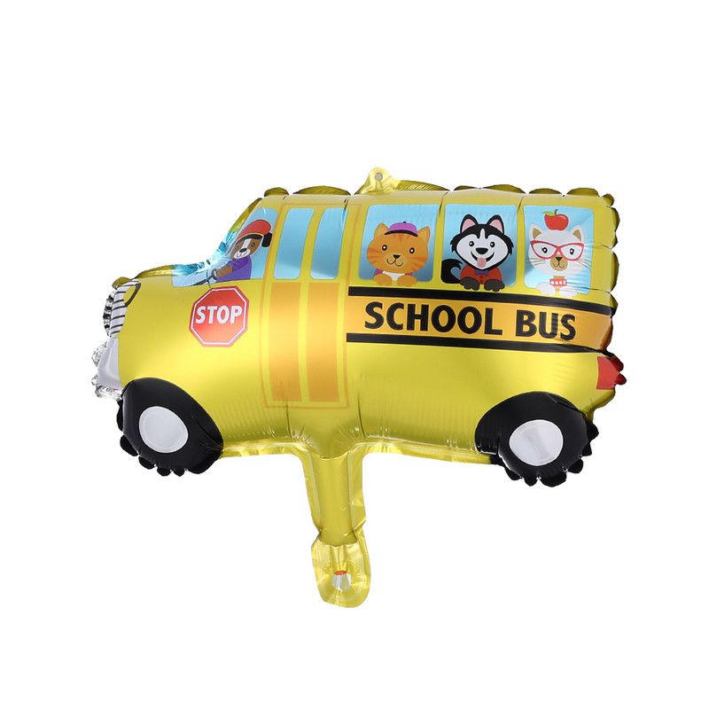 10 бр. Карикатура Автомобил Алуминиево фолио Балони Влак Пожарна кола Танк Подводница Моторна лодка Балон Парти за рожден ден Декорация за бебешки душ