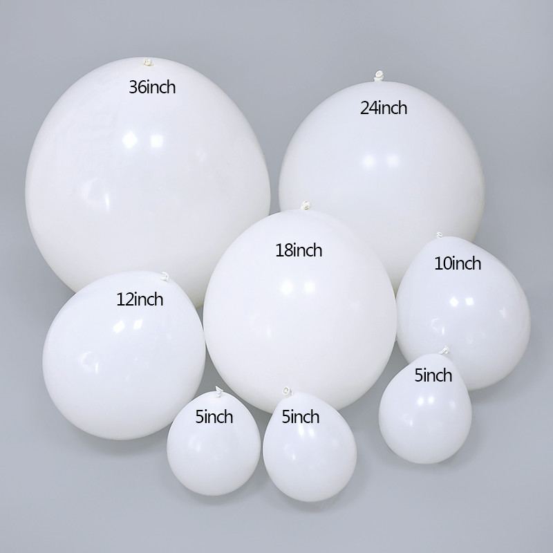5/10/12/18/24/36 hüvelykes matt tiszta fehér léggömb nagy latex ballon dekoráció születésnapi esküvői parti dekorációhoz babazuhany kellékek