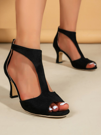 2023 г. Нови прости и модерни дамски летни римски сандали с цип с цип отзад Fishmouth