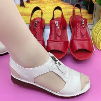 Летни дамски обувки, сандали, удобни майчински обувки с цип, плътен цвят, голям размер, модни сандалии De Mujer