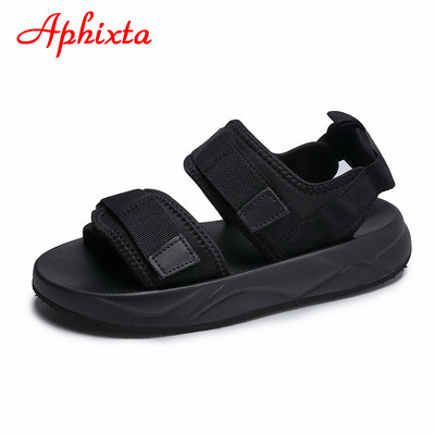 Sandale cu platformă Aphixta, 4 cm, pentru femei, țesături cu cârlig și buclă, țesături cu slip-on, vară, cool, pânză, talpă groasă, pantofi casual cu înfășurare la gleznă