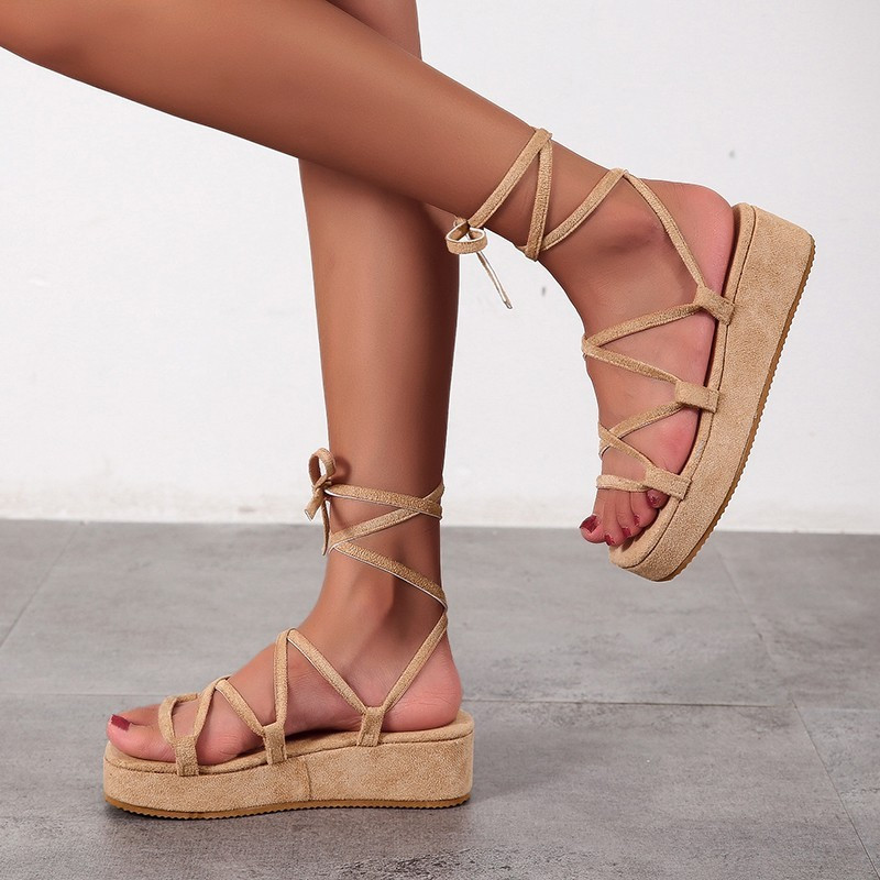 2022. g. sieviešu sandales Sieviešu bieza zole, pretslīdes, papēža siksna, ikdienas apavi, vasaras seksīgas sieviešu mežģīņu pludmales sandales