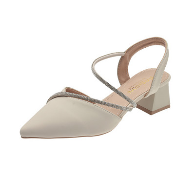 Blokksarkú strassz szandál Öszvér Cipő Női Fekete Sárga Nyári Szandál Divatos Női Sarkú Bőr Szandál Női