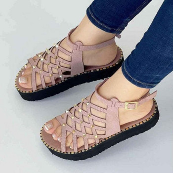 Γυναικεία Παπούτσια Πλατφόρμας 2022 Νέα Summer Hollow Fish Casual Σανδάλια Wedge Heel Cross Straps Roman Sandals Plus Size Γυναικεία παπούτσια