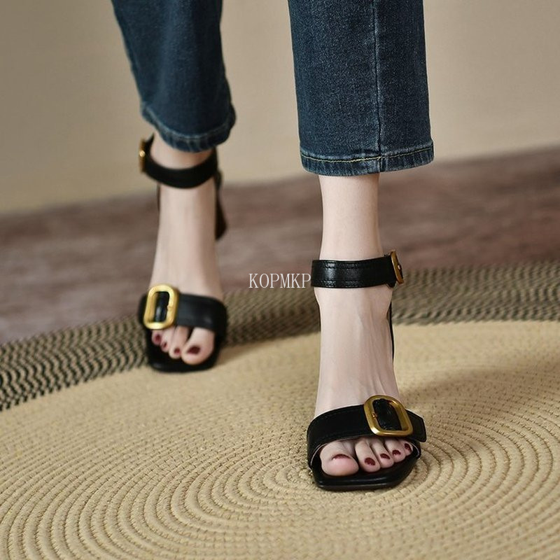 Vasaras Peep Toe augstpapēžu sieviešu sandales, seksīgas sprādzes siksnas potītes Sieviešu sandales Kluba apavi Sieviešu sandales 2022