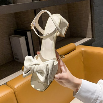 Дамски сандали с квадратна глава с отворени пръсти Модни сладки парти обувки със среден ток Дамски елегантни обувки за сватбена рокля Дамски обувки на ток