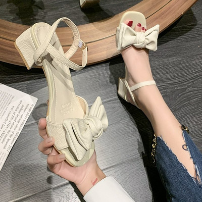 Moteriški sandalai, kvadratiniai galvos pirštai, madingi batai su viduriu kulnu vakarėliui Moteriški elegantiški vestuviniai drabužiai batai moteriški kulniukai