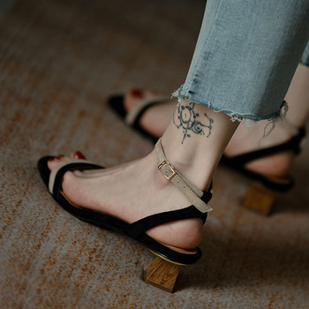 Летни ретро дамски сандали с цветни блокове 2022 г. Модни нови дамски римски сандали с отворени пръсти с квадратна глава Mujer