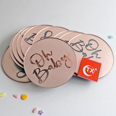 INS New Happy Birthday Cake Topper Acrilic Gold Birthday Oh Baby Cupcake Topper pentru Baby Shower Decoratiuni pentru Tort