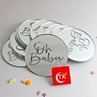 INS New Happy Birthday Cake Topper Acrilic Gold Birthday Oh Baby Cupcake Topper pentru Baby Shower Decoratiuni pentru Tort