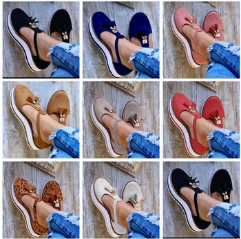 Дамски сандали Ромски модни сандали на платформа с каишка за хладилник Летни ежедневни меки дамски равни обувки Плажни сандалии Голям размер