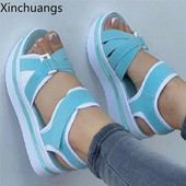 Sieviešu pastaigu apavi ar atvērtu purngalu ar biezu apakšu Sieviešu elpojošas sandales ar platformu Viegli apavi