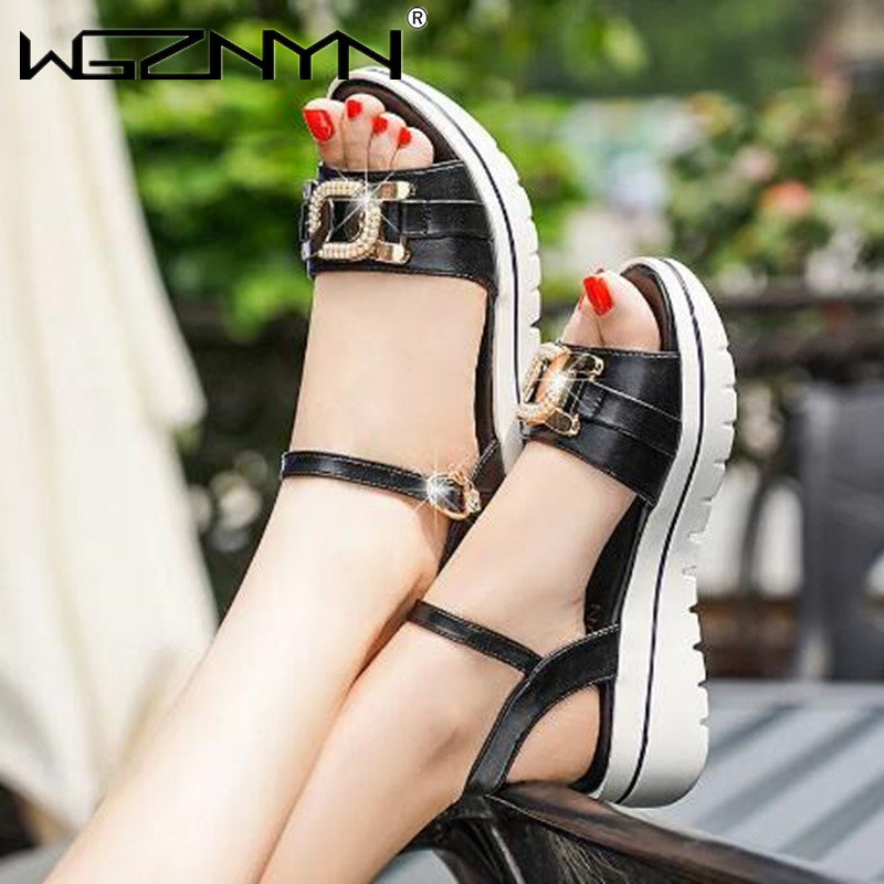 Sandale cu platformă de vară 2023 pentru femei, pantofi cu strasuri pentru femei, concise vichy, culori mixte, sandale cu toc înalt, ocazional