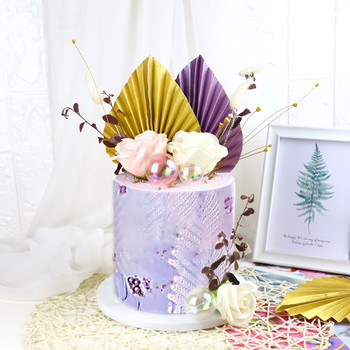 Palm Spear Cake Topper Честит рожден ден Украса от палмови листа Декорация на торта Сватбена печене Десерт Маса Сувенири за парти