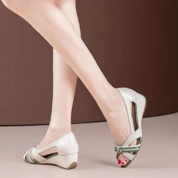 2022 г. Нови дамски сандали с високи пръсти на танкетка, модни летни обувки на среден ток, средни вдлъбнатини, без приплъзване, черни, бежови, ежедневни за възрастни