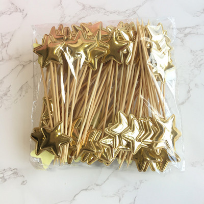 20 бр. Mini Heart Star Cupcake Toppers Cake Topper Decorating Picks Детска сватба, рожден ден Декорации за партита Baby Shower Сувенири