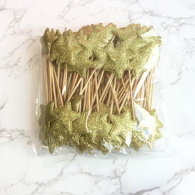 20 бр. Mini Heart Star Cupcake Toppers Cake Topper Decorating Picks Детска сватба, рожден ден Декорации за партита Baby Shower Сувенири