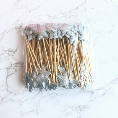 20 бр. Mini Heart Star Cupcake Toppers Cake Topper Decorating Picks Детска сватба, рожден ден Декорации за партита Baby Shower Сувенири