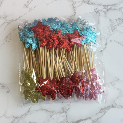 20 бр. Mini Heart Star Cupcake Toppers Cake Topper Decorating Picks Детска сватба, рожден ден Декорации за партита Baby Shower Сувенири