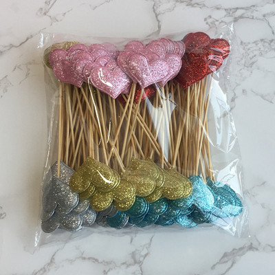 20 бр. Mini Heart Star Cupcake Toppers Cake Topper Decorating Picks Детска сватба, рожден ден Декорации за партита Baby Shower Сувенири