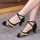 2022 NOI Pantofi de dans latino pentru femei, fete, pantofi de dans tango, cu toc înalt, pantofi de dans din satin moale, sandale de dans de sală