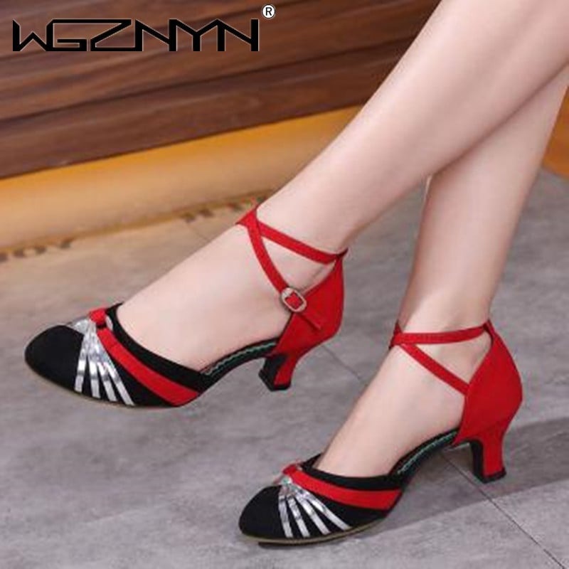 2022 NOI Pantofi de dans latino pentru femei, fete, pantofi de dans tango, cu toc înalt, pantofi de dans din satin moale, sandale de dans de sală