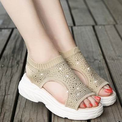 Σανδάλι ψηλής κλίσης με τακούνι για γυναικεία ρωμαϊκά σανδάλια slip-on loafers καλοκαιρινά τσόκαρα με σφήνα γυναικεία παπούτσια μόδας casual χοντρό πάτο 2023